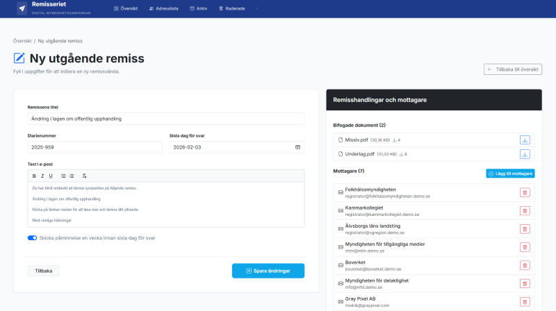 Skärmbild från Remisseriet